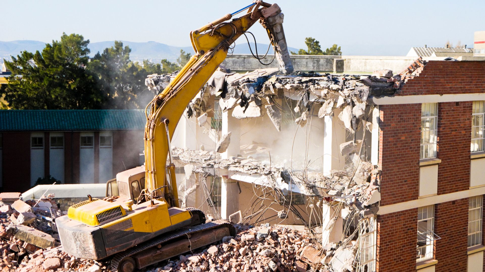 Residential demolition in progress